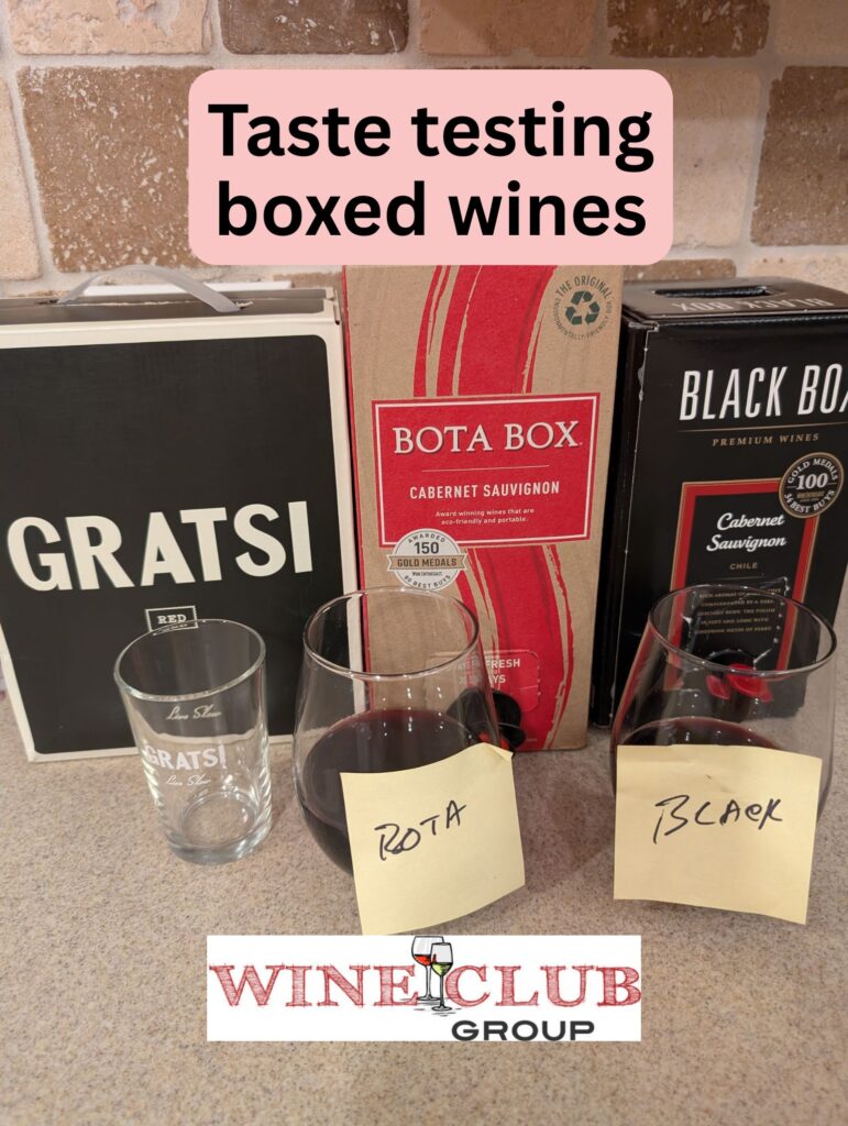 To compare big brand boxed wines with one of my favorite boxed wines, I compared them in real-time blindfolded. 