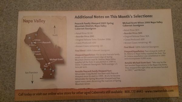 CAWineClub Aged Cabernet Selections Details - more details