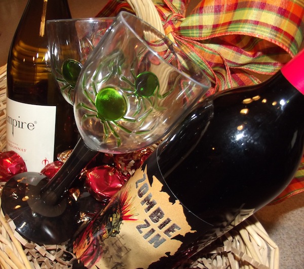 WCG - I won a halloween themed gift basket spider wine glasses focus 600w