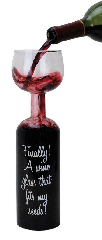 WCG Novelty Bottle Shaped Wine Glass fits full bottle 600w