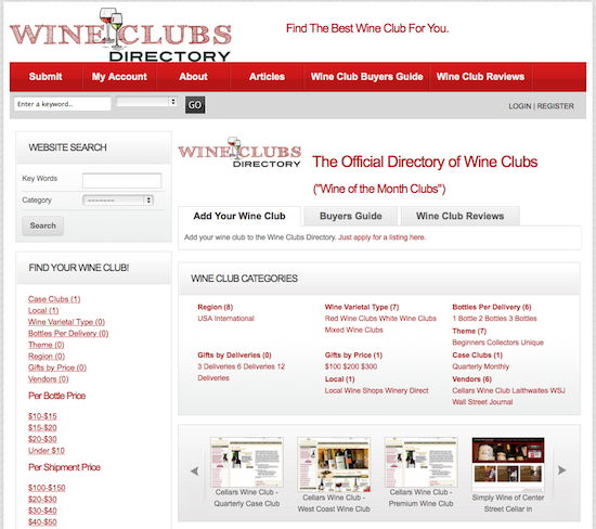 WCG - WineClubs Directory Screenshot