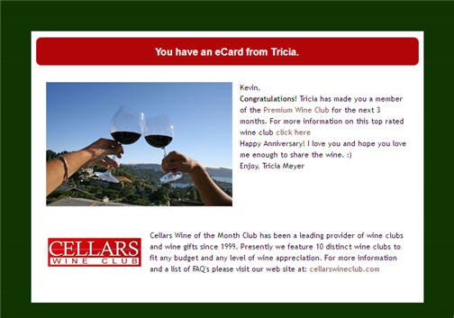 Cellars Wine Club Gift Certificate