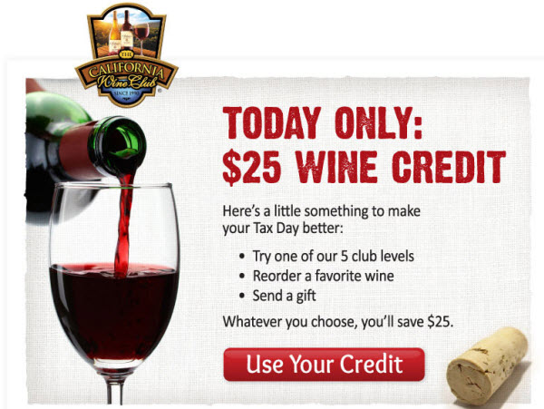 Wine Club Credit for Tax Day