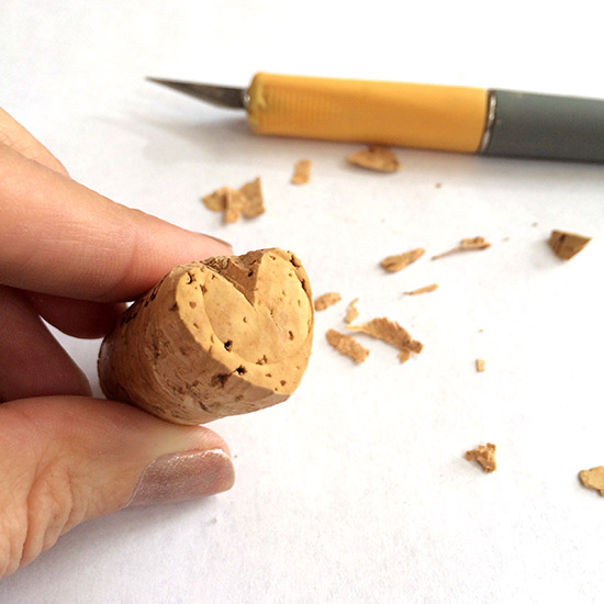 Wine Cork Carved Heart Stamp