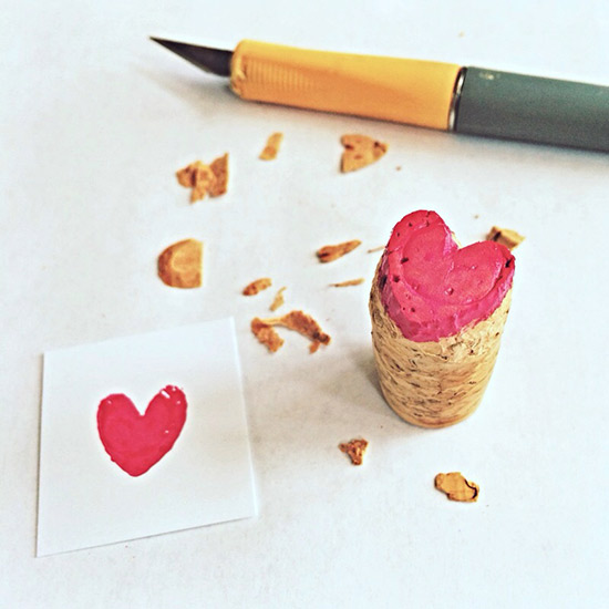 Wine Cork Heart Stamp